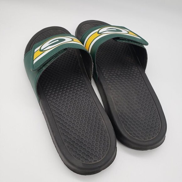 Green Bay Packers Slide Sandals Mens Size Large 11-12 Green Gold - Picture 3 of 8
